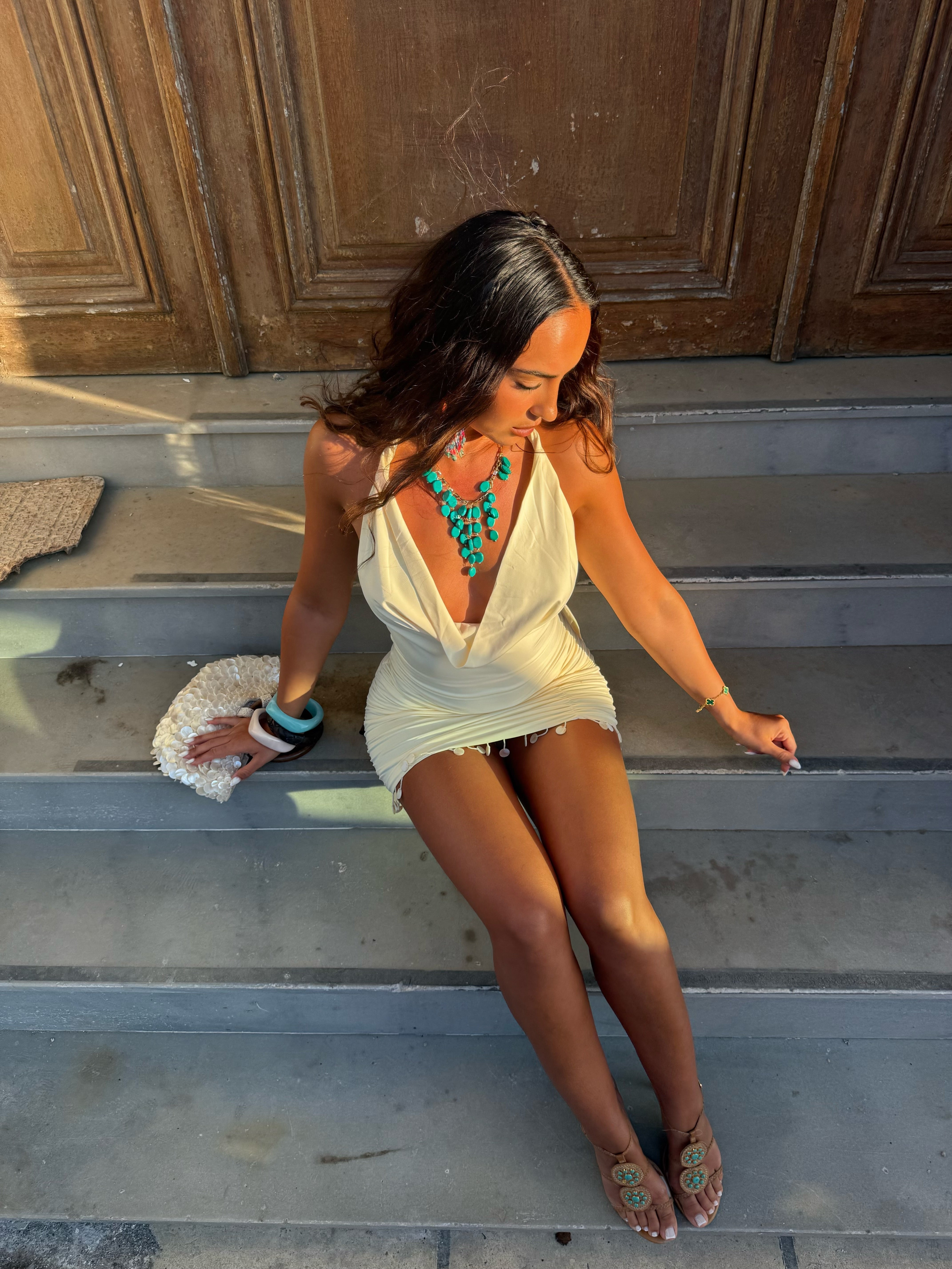 Beijos Mini Dress In Butter Cream