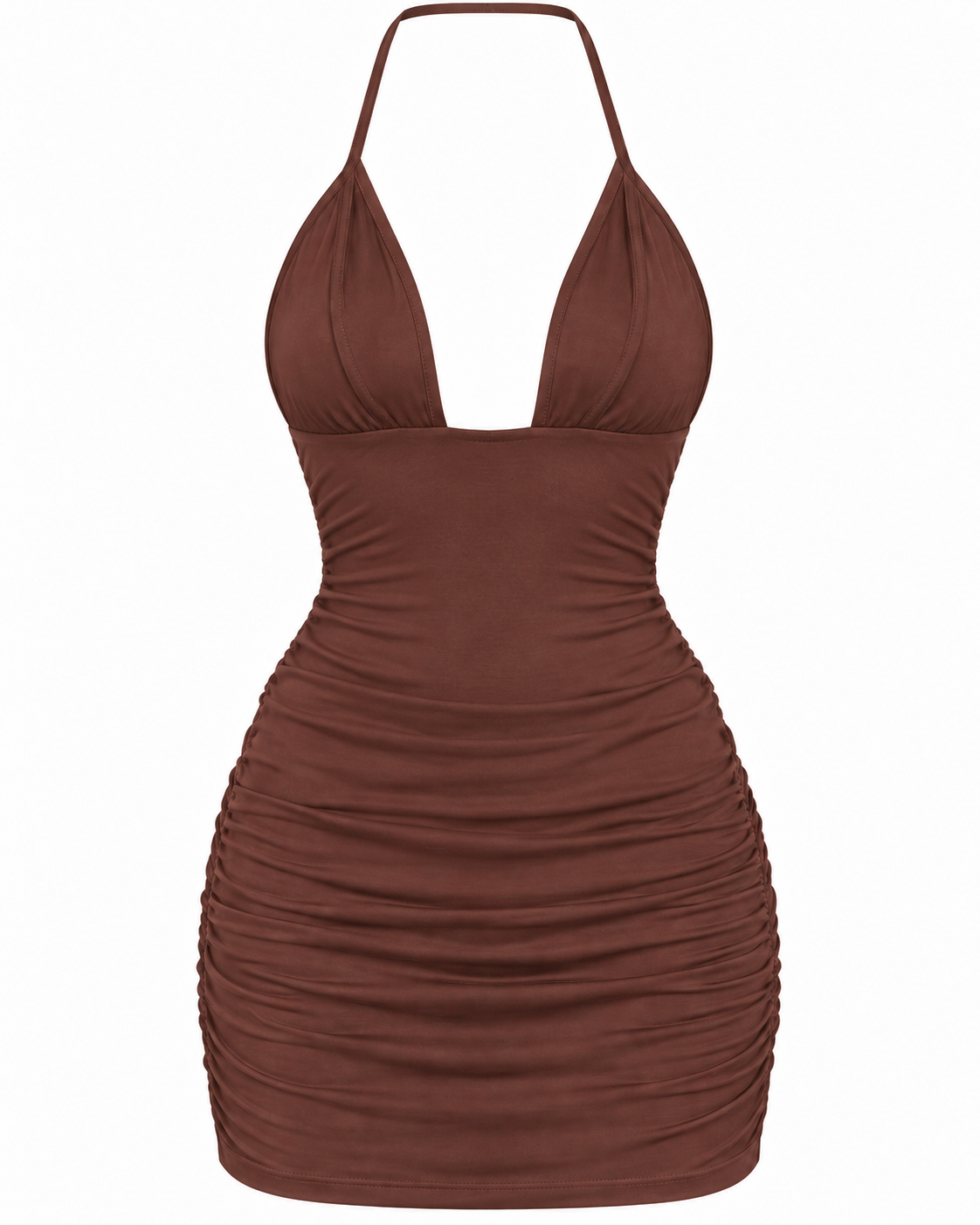 Sakura Halter Mini Dress in Umber